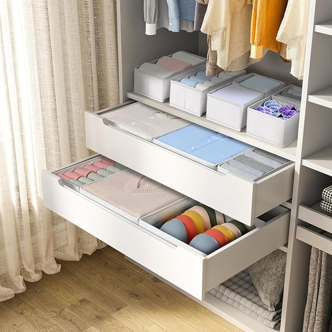 DIMJ Drawer Organizer Clothes, 6 Pack Fabric Drawer Organizer Bins, Foldable - Image 2