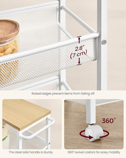 VASAGLE Slim Rolling Cart, 4-Tier Storage Cart, Narrow Cart - Image 5