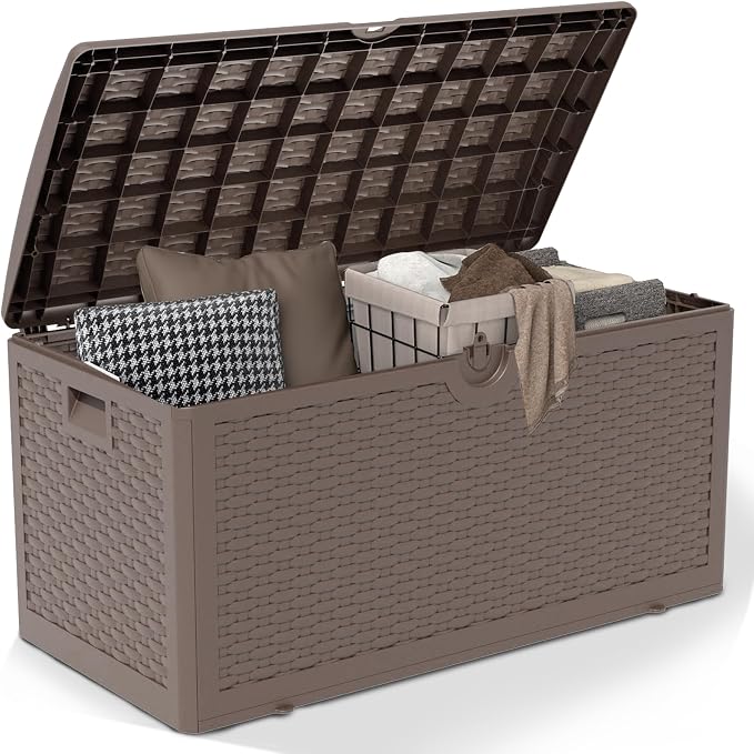 80 Gallon Pro Resin Deck Box, Waterproof Outdoor Storage Bin by Unknown