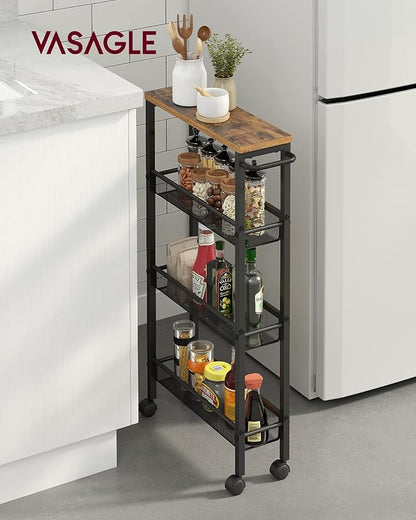 VASAGLE Slim Rolling Cart, 4-Tier Narrow Storage Cart - Image 2