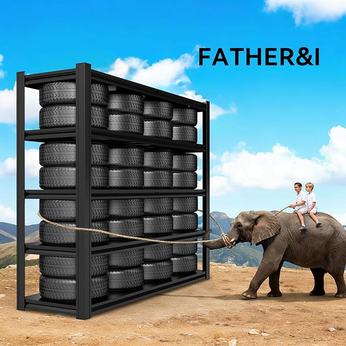 55.12" W Father&I 5-Shelf Industrial Adjustable Heavy-Dudy Tall Metal Steel - Image 9