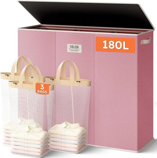 SOLEDI 180L 3-Section Laundry Hamper by SOLEDI