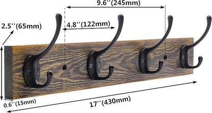 IBosins Wall Mounted Coat Rack, 2 Pack Metal Wood Coat Rack - Image 3