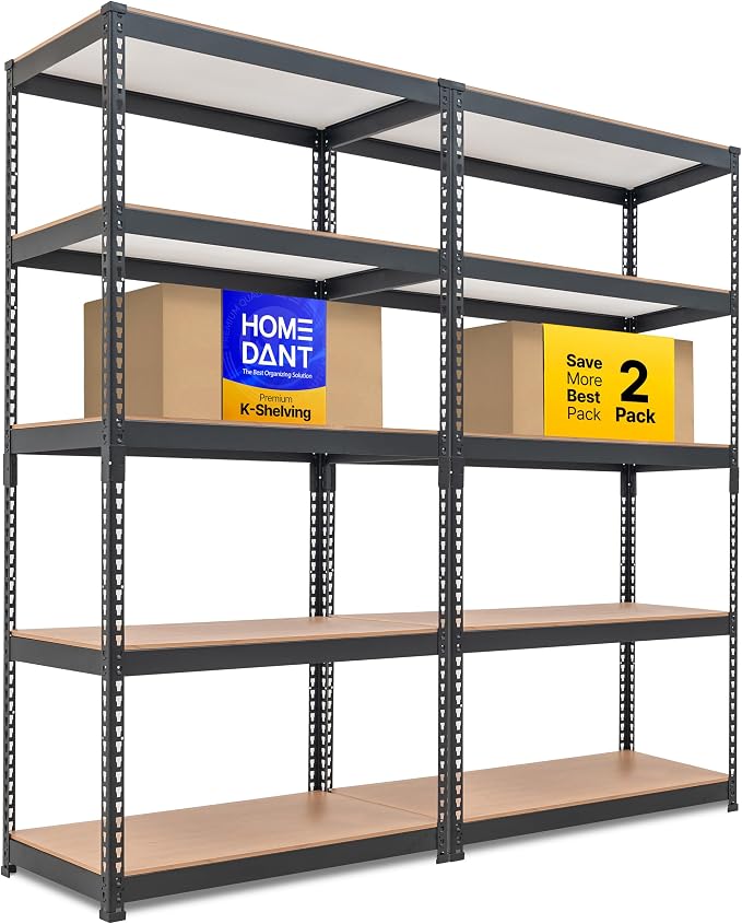 HOMEDANT 5-Tier Laminated Boltless Heavy Duty Metal Shelving Unit Adjustable by TheBestOrganizingSolution