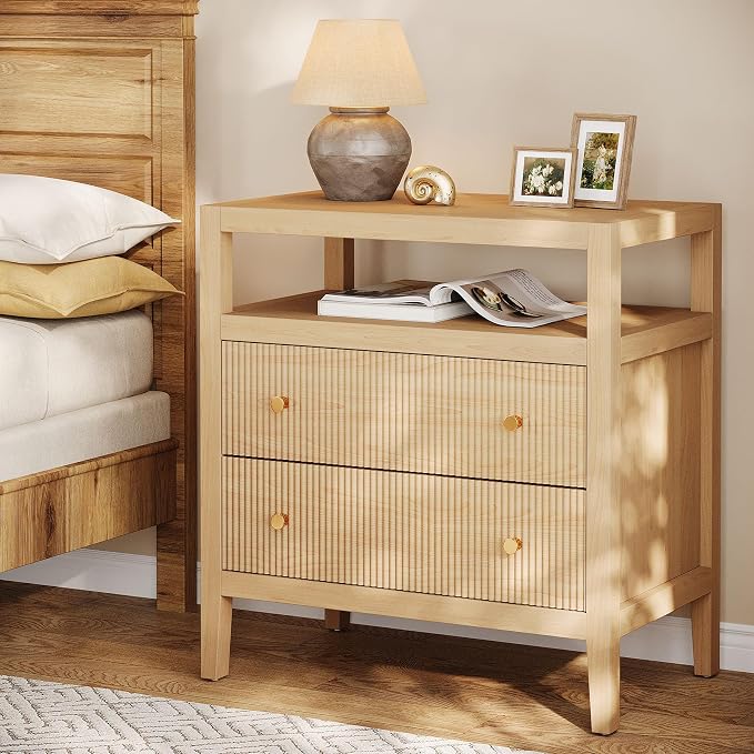 Tribesigns Modern Nightstand, 2-Drawer Nightstand - Image 3