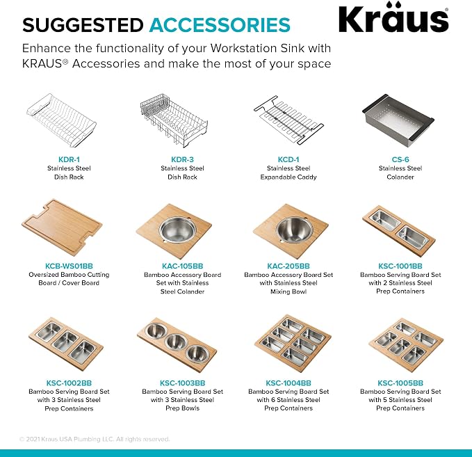KRAUS Kore Workstation 27-inch Farmhouse Apron Front 16 Gauge Black Stainless - Image 18