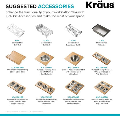 KRAUS Kore Workstation 27-inch Farmhouse Apron Front 16 Gauge Black Stainless - Image 18