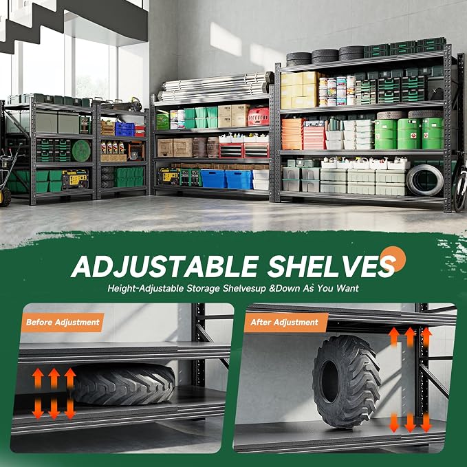 Letaya 71.3" W Metal Storage Shelves, 5000LBS Heavy Duty Garage Shelving Units - Image 4