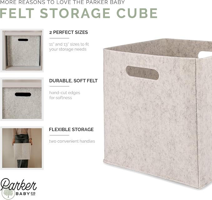 Parker Baby Co. Felt Foldable Storage Cube Bin - Image 3