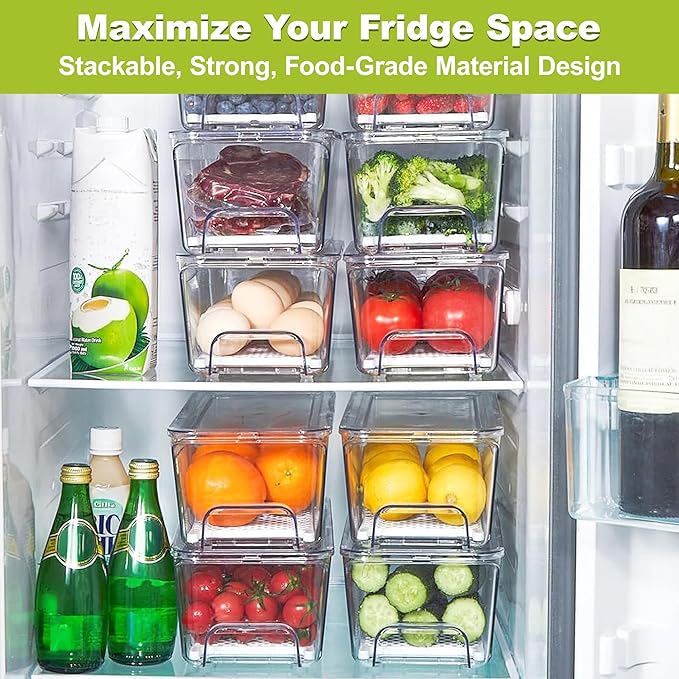 Pull Out Fridge Organizer Drawer, Stackable Refrigerator Storage Bins - Image 4