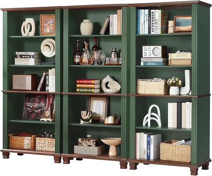 70" Tall Green Bookshelf, 5 Tier Wooden Book Shelf by SAVORLIFEFurniture