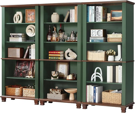 70" Tall Green Bookshelf, 5 Tier Wooden Book Shelf by SAVORLIFEFurniture