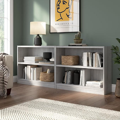 Bush Furniture Universal Small 2 Shelf Bookcase in Platinum Gray, Low Storage - Image 4