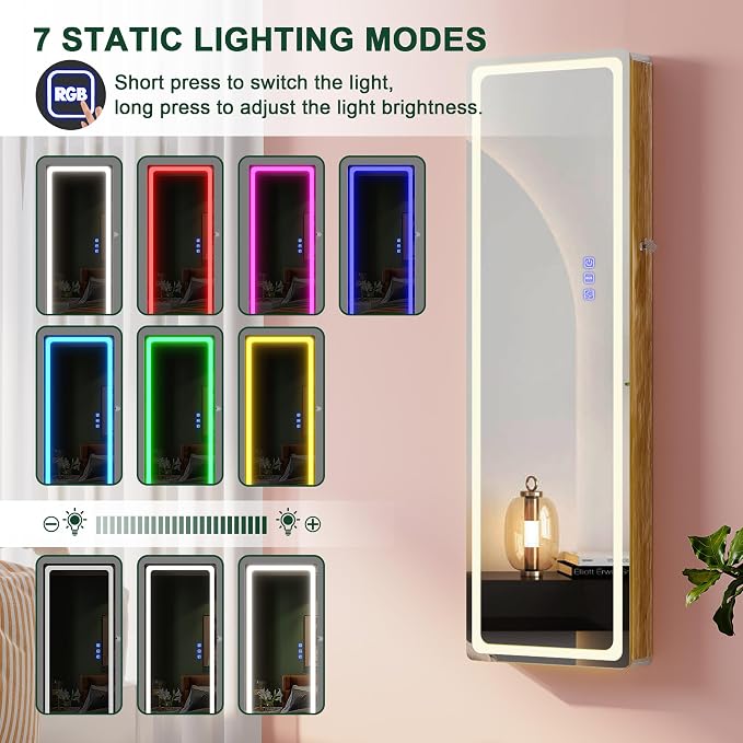 HNEBC LED Mirror Jewelry Cabinet - Image 6