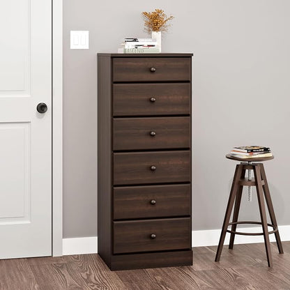Prepac Astrid Tall Brown Dresser: 16.5"D x 19.75"W x 50"H, 6-Drawer Chest - Image 5