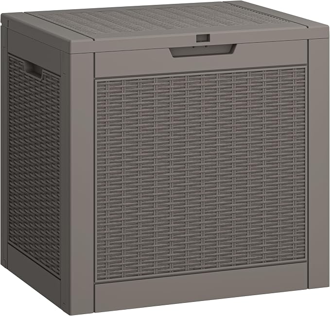 31 Gallon Deck Box, Resin Outdoor Storage Box, Waterproof and UV Resistant Deck by LHBGO