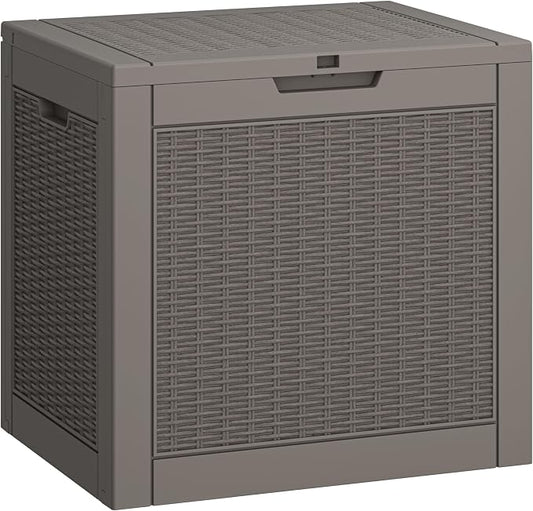 31 Gallon Deck Box, Resin Outdoor Storage Box, Waterproof and UV Resistant Deck by LHBGO