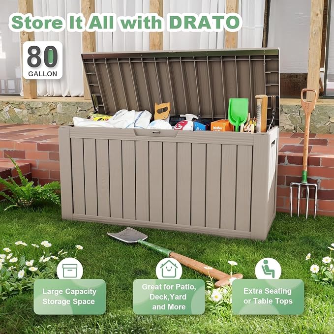 EasyUp 80 Gallon Deck Boxes Waterproof, Outdoor Large Storage Boxes - Image 4