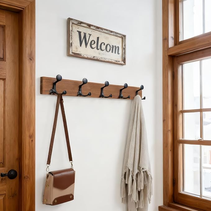 SKOLOO 30-Inch Wood Coat Rack Wall Mount - Image 2