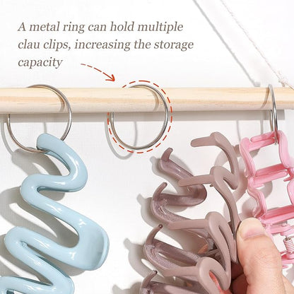 SNOWSTAR Macrame Hair Claw Clip Organizer with10 Metal Rings, Hanging Hair Clip - Image 3