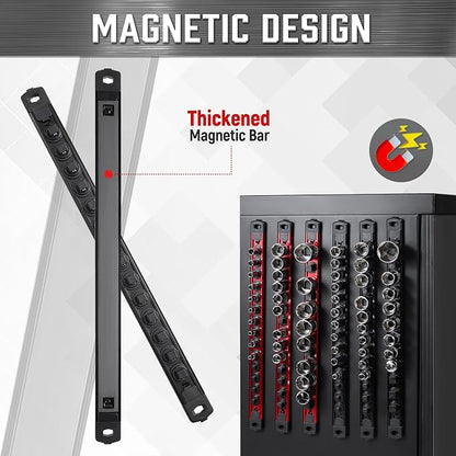 ALOANES 3-Piece Magnetic Socket Organizer, Heavy Duty Aluminum Socket Rails - Image 5