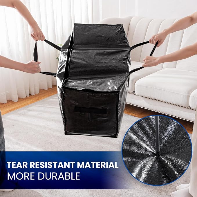 TAILI Extra Large Moving Bags, 6 Pack Black Heavy Duty Totes - Image 5