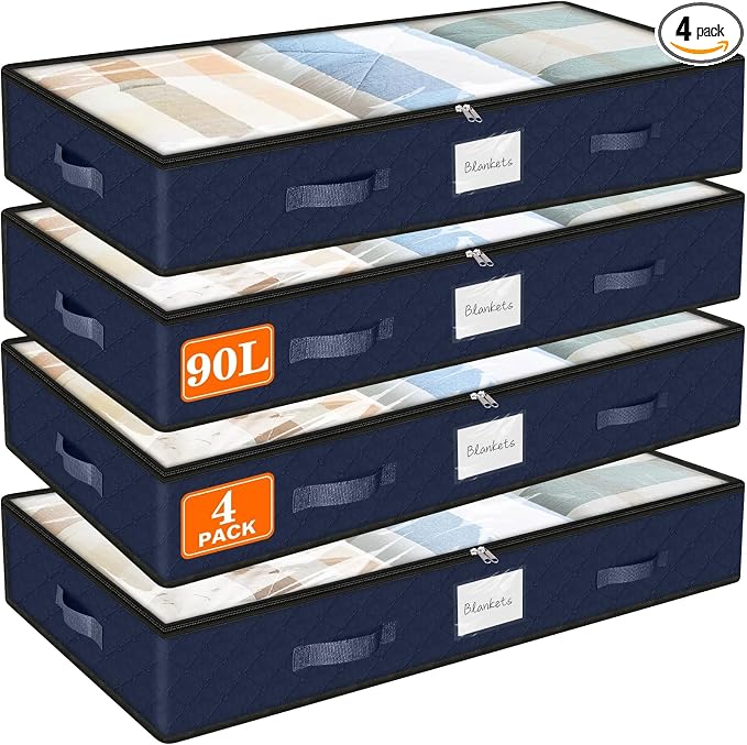 SpaceWhisper 90L Under Bed Storage Containers, Foldable Closet Organizers and by Unknown