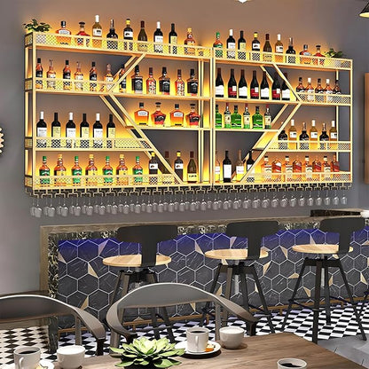 94.48in Metal Wine Rack Wall Mounted, Modern Wine Storage Rack Wall Mounted - Image 7