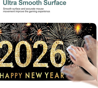 2026 Happy New Year Gaming Mouse Pad 31.5"x11.8"Desk Mat Anti-Slip Rubber Base - Image 5
