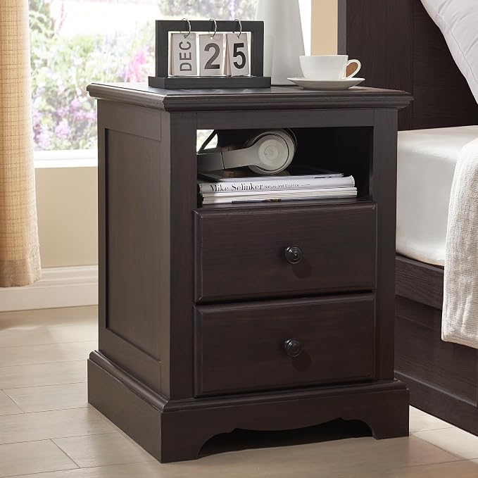 T4TREAM Nightstand with Charging Station, 18 Inch Vintage End Table with 2 by T4TREAMFurniture