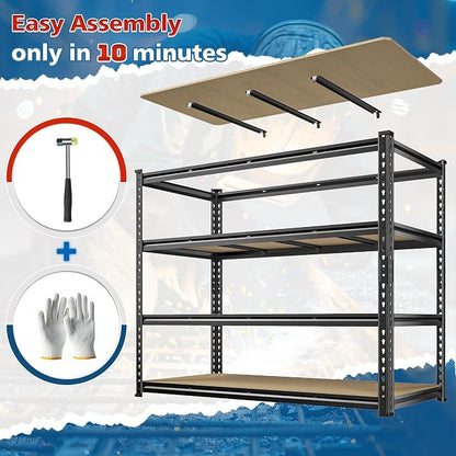 55" W Storage Shelves, 2040LBS Garage Shelving Heavy Duty, 4-Tier Storage - Image 8