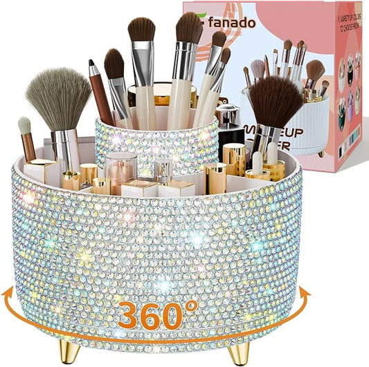 Bling 360° Rotate Makeup Brush Holder Organizer, Makeup Organizers Countertop by Unknown