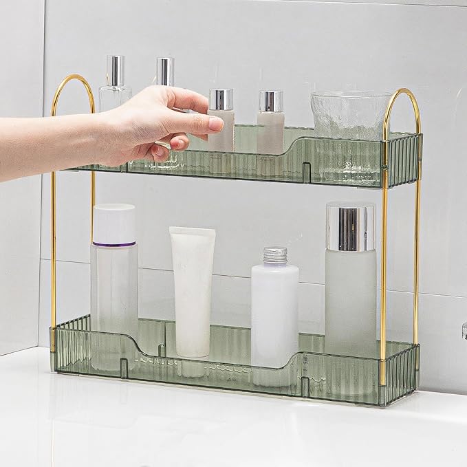 Bathroom Countertop Organizer, 2-Tier Slim Vanity Storage Rack - Image 3