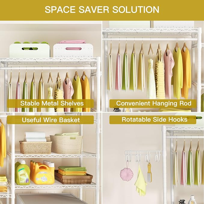 Ulif U6 Clothes Drying Rack, 5-Tier Over Washer and Dryer Laundry Room Storage - Image 7