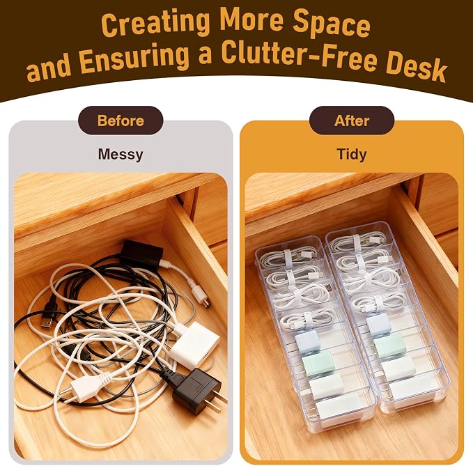 2 Pack Cable Organizer Box, Plastic Cord Storage Box - Image 3