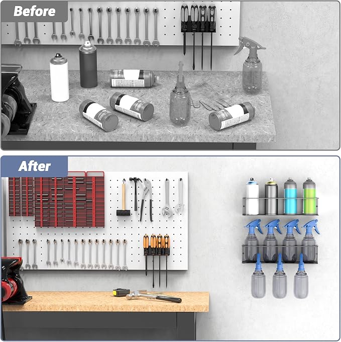 WALMANN Spray Bottle Holder Wall Mount, Metal Spray Can Storage Rack - Image 7