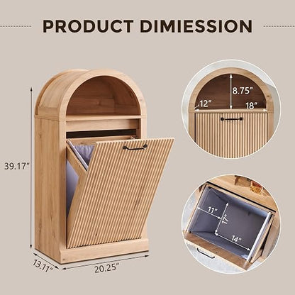 Arched Tilt-Out Trash Can Cabinet, Fluted 10 Gallon Trash Can Cabinet Set of 2 - Image 2