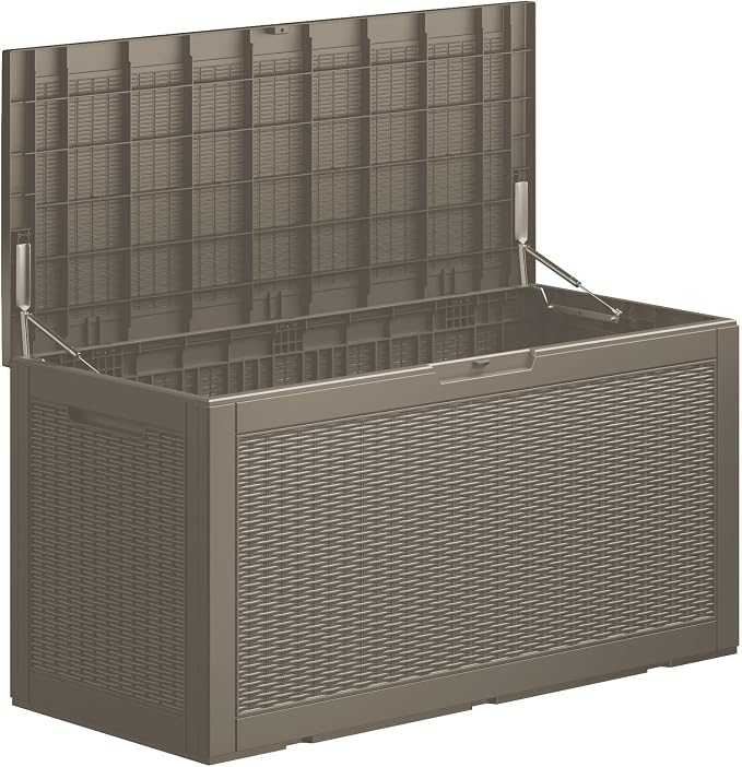 100 Gallon Lockable Resin Deck Box, Waterproof Outdoor Storage Box by Decksplore%E2%80%94BuiltforOutdoor
