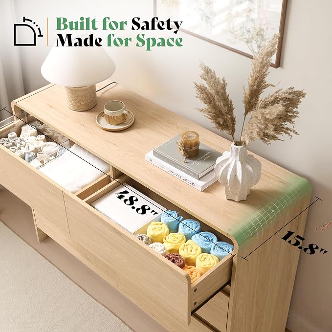 AMERLIFE 6 Drawer Dresser for Bedroom, Anti-Tip Kit, Wood Cabinet Organizer for - Image 5