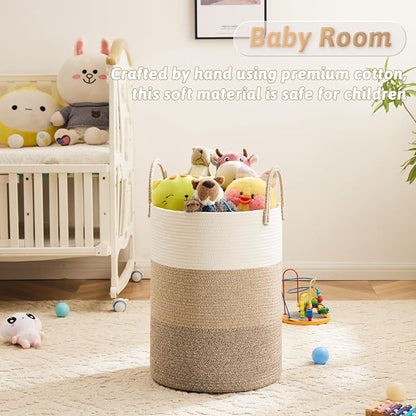 Laundry Basket, Woven Cotton Rope Laundry Hamper, 60L - Image 3