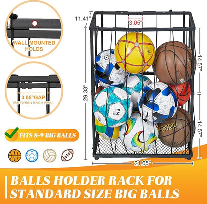 Garage Ball Storage Wall-Mounted & Floor Sports Equipment Organizer: Sports - Image 4