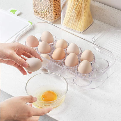 vacane Plastic Egg Holder for Refrigerator, Stackable Egg Holder Clear Tray - Image 7