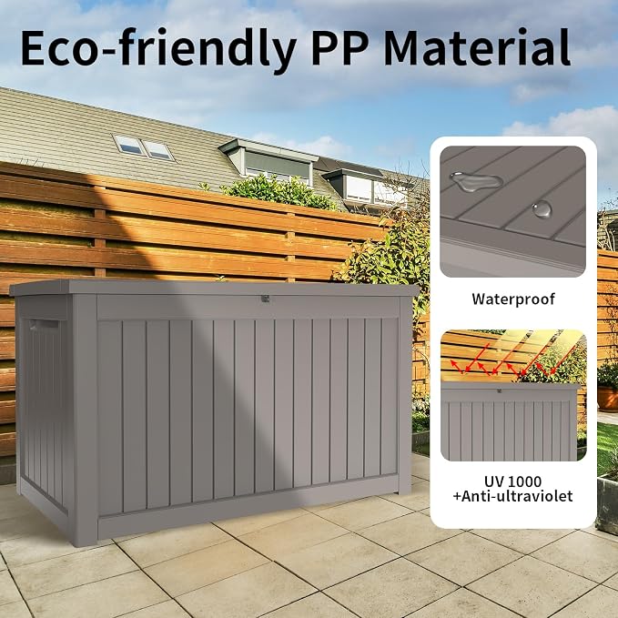 230 Gallon Resin Large Deck Box, Waterproof Outdoor Storage box - Image 5