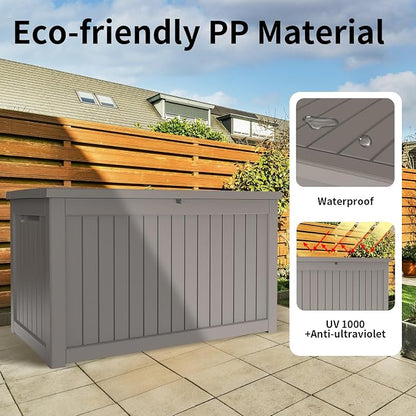 230 Gallon Resin Large Deck Box, Waterproof Outdoor Storage box - Image 5