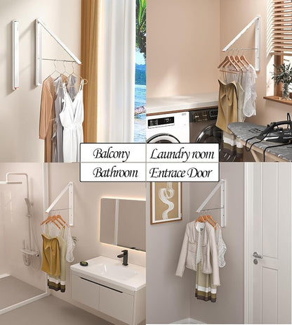 Dr.DJ Clothes Drying Rack Wall Mounted, Retractable & Foldable Clothes Hanger - Image 2