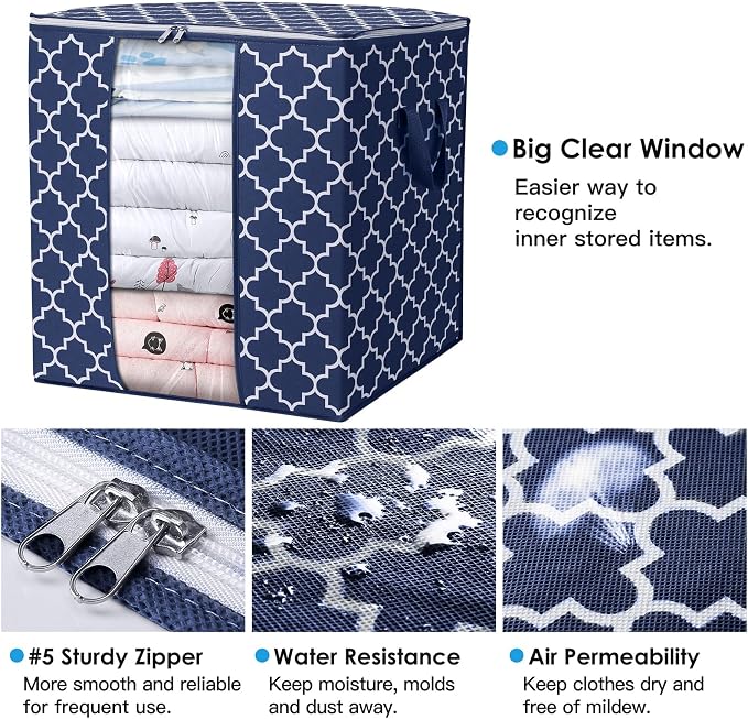 WISELIFE Storage Bags 2 Pack/100L Large Blanket Clothes Organization and - Image 3