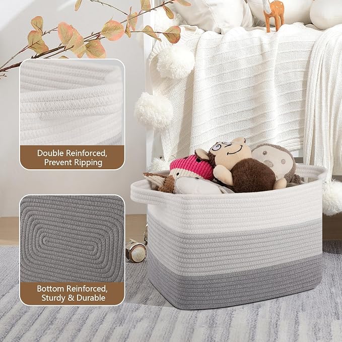 Storage Basket for Organizing, Woven Baskets for Storage, Rectangle Decorative - Image 3