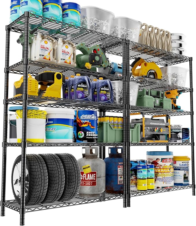 Storage Shelves Heavy Duty, 5-Tier Adjustable Metal Industrial Utility Shelf by ROOMTEC