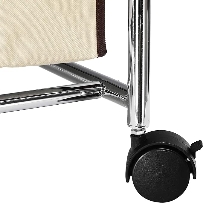 Simple Houseware 2-Bag Heavy Duty Rolling Laundry Sorter Cart, Chrome – 2 - Image 4