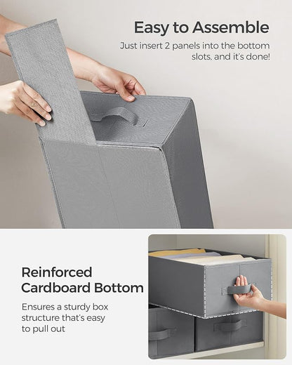 SONGMICS Set of 2 Large Size Wardrobe Clothes Organizers, 6-Compartment - Image 4